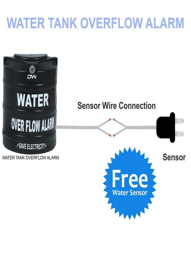 Digiway جرس خزان المياه من ديجي واي، إنذار فيضان مع مستشعر وصوت (عبوة من قطعتين - الحجم: 10.5 × 13.5 سم - أسود) - Image 2